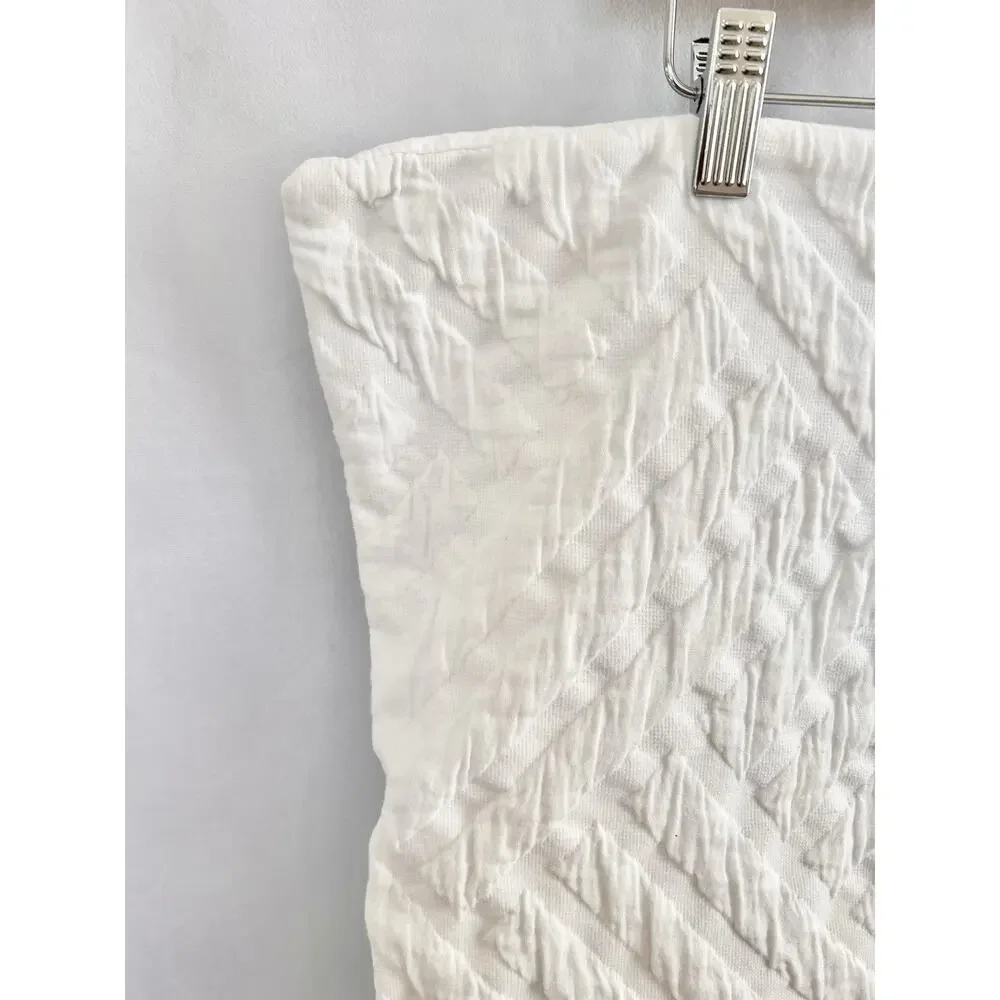 TWO West Elm Parquet Standard Shams Crisp White Decor Sham Geometric Classic